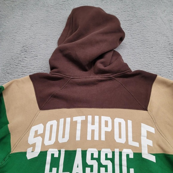 South Pole Jacket Mens Large Brown Tan Green Y2k 90s Vintage Spellout Hip Hop - Picture 3 of 11